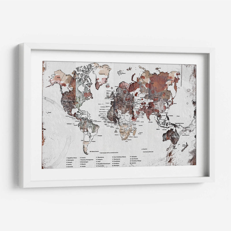 Mapa Vintage Blanco con nombres - Lofty&Me | Cuadro decorativo de Canvas Lab