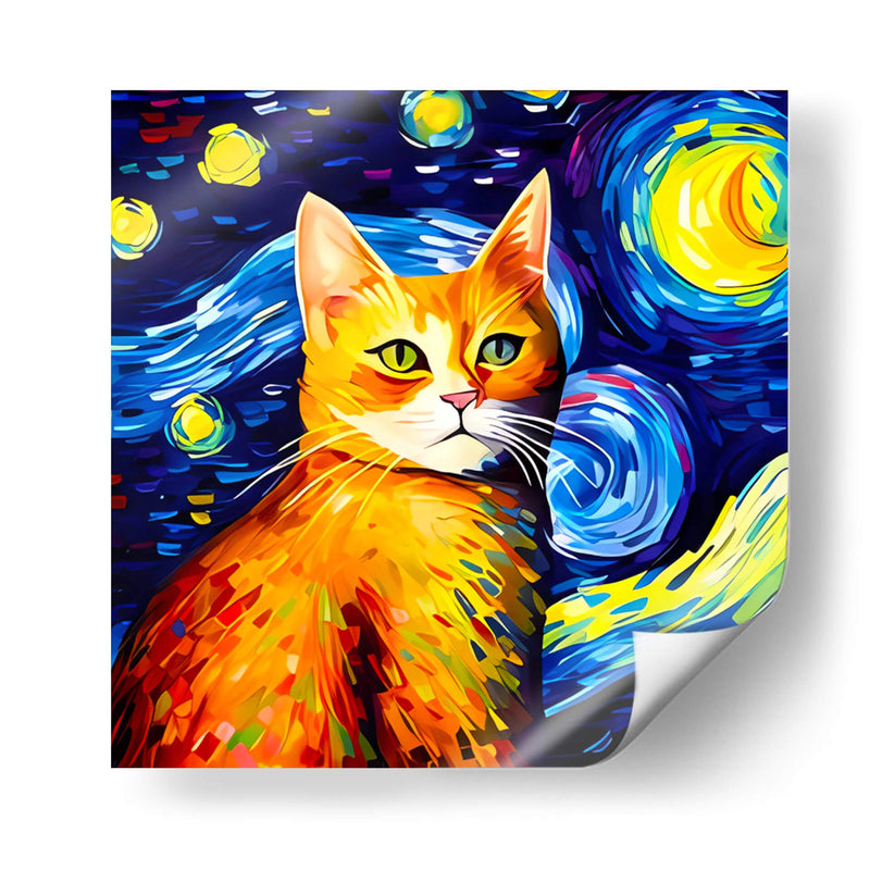 Noche estrellada sobre un gato-Vincent Van Gogh - Coloratura | Cuadro decorativo de Canvas Lab