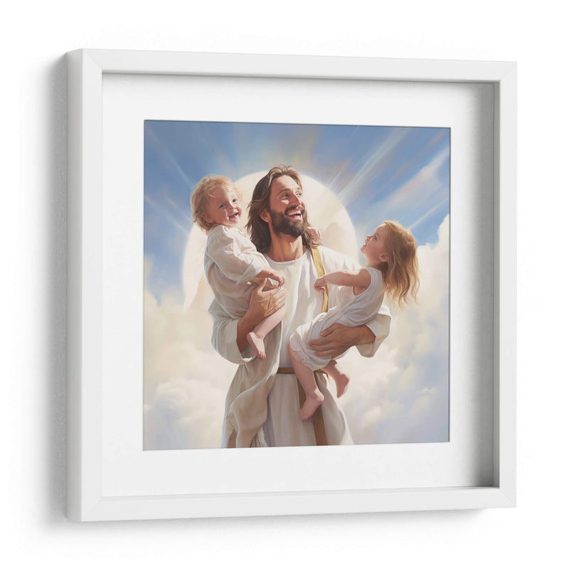 jesus con dos niños hermanos - Cristianos de la Biblia | Cuadro decorativo de Canvas Lab
