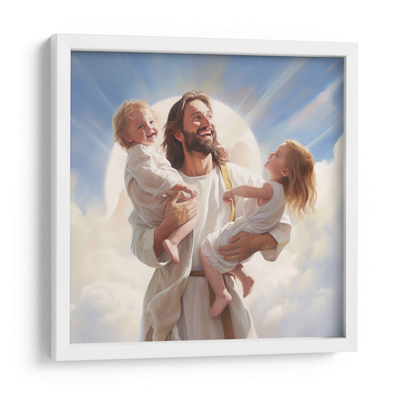 jesus con dos niños hermanos - Cristianos de la Biblia | Cuadro decorativo de Canvas Lab
