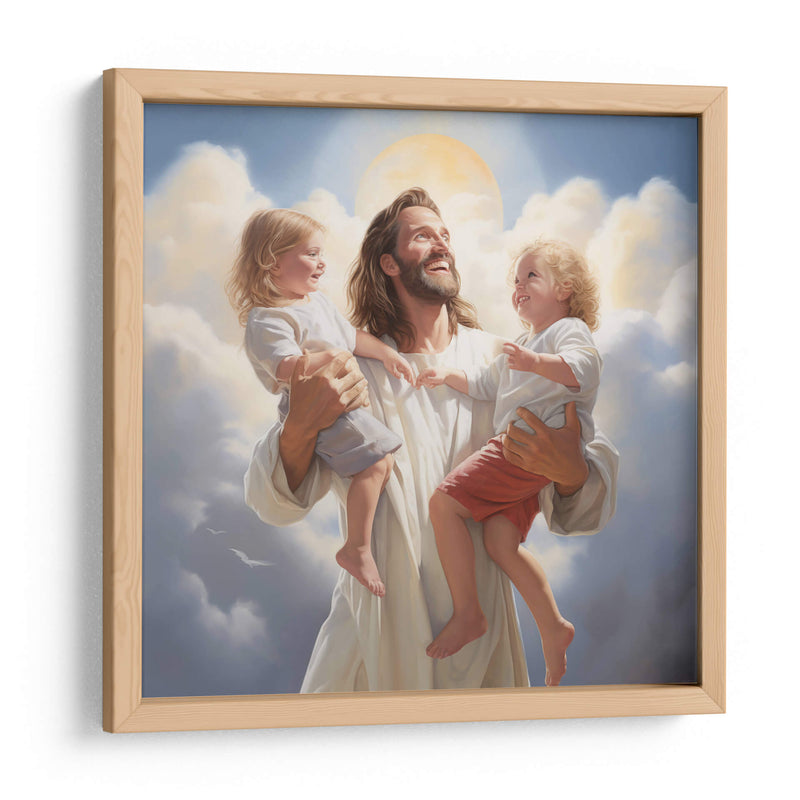 jesus con dos niños - Cristianos de la Biblia | Cuadro decorativo de Canvas Lab