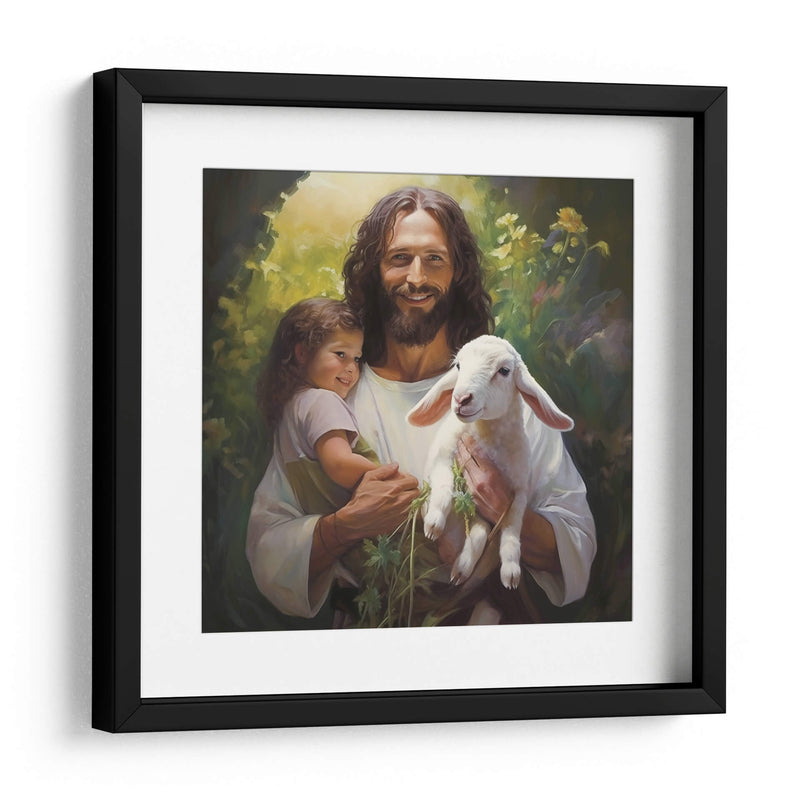 jesus con niño y cordero - Cristianos de la Biblia | Cuadro decorativo de Canvas Lab