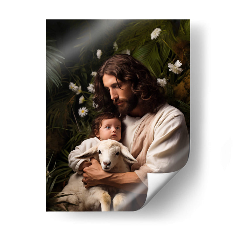 jesus cuidando al bebé - Cristianos de la Biblia | Cuadro decorativo de Canvas Lab