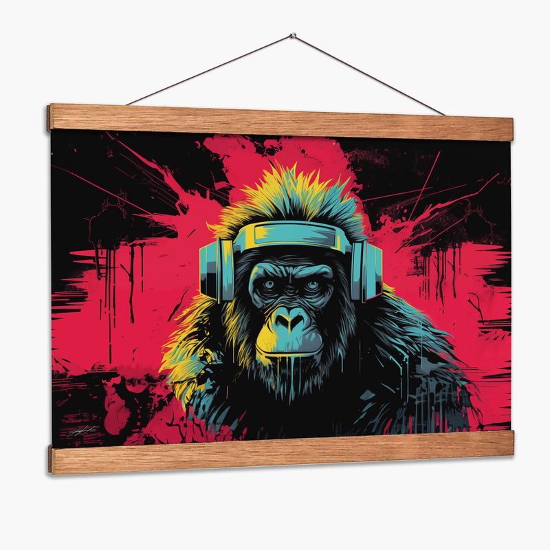 RETROWAVE - MONKEY MUSIC - DeLaVegaGaming | Cuadro decorativo de Canvas Lab