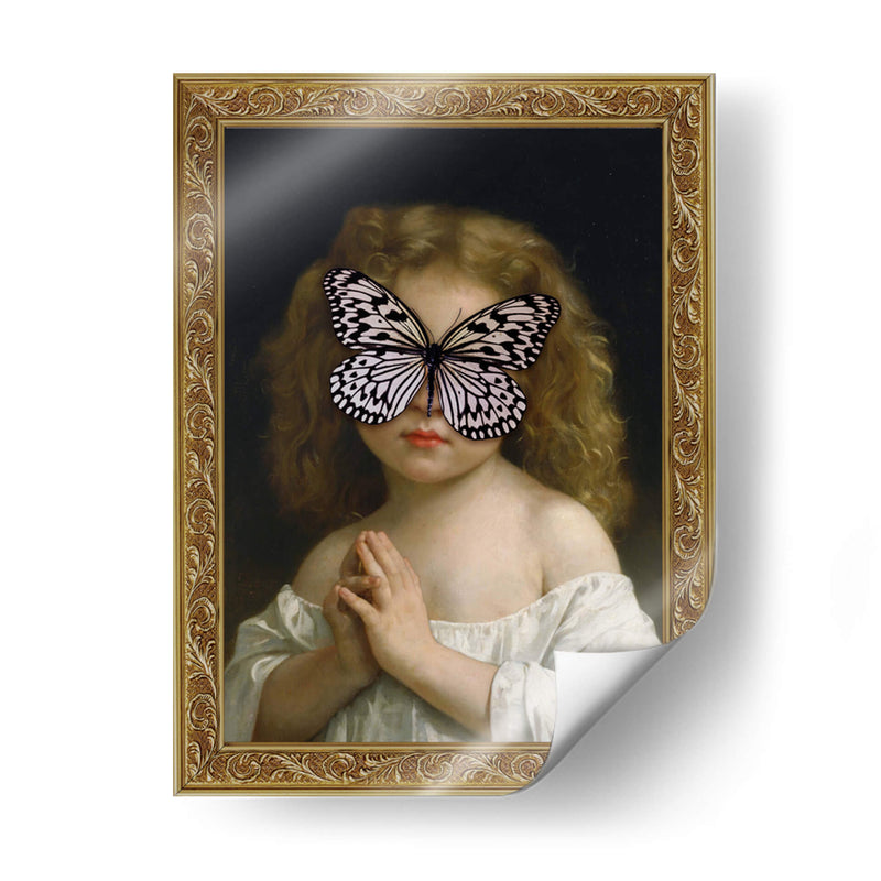 niña mariposa blanca con marco - Nayeli Cabrera | Cuadro decorativo de Canvas Lab