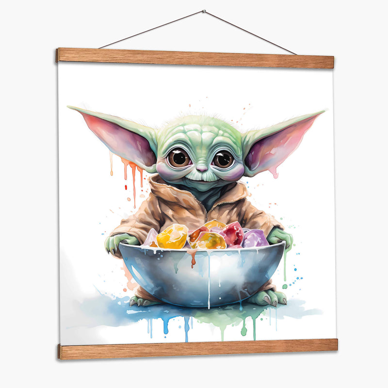 Baby Yoda Breakfast - Sophie P | Cuadro decorativo de Canvas Lab