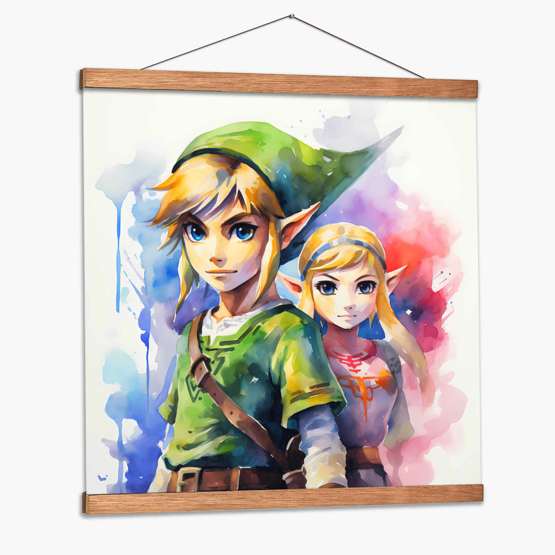 Link Con Zelda - Sophie P | Cuadro decorativo de Canvas Lab