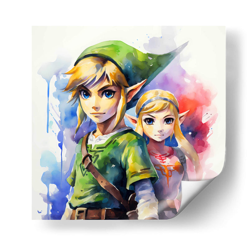 Link Con Zelda - Sophie P | Cuadro decorativo de Canvas Lab