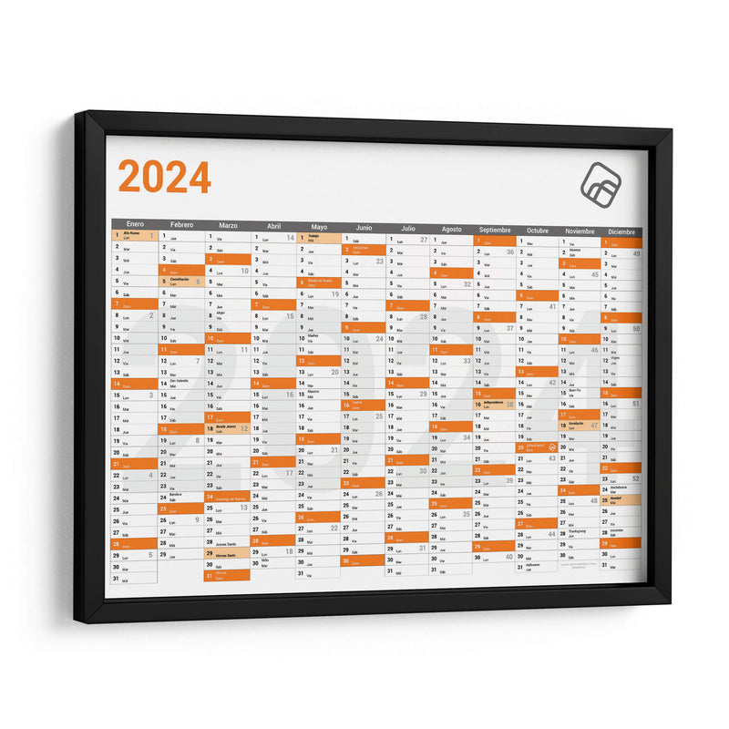 Calendario Anual 2024 - Raul Fierro | Cuadro decorativo de Canvas Lab