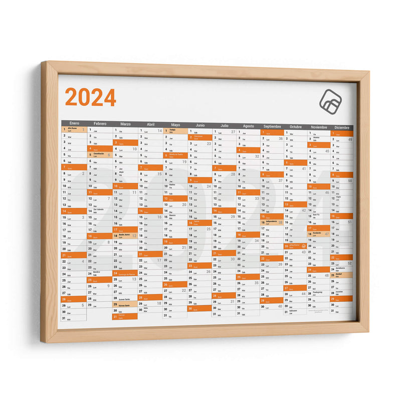 Calendario Anual 2024 - Raul Fierro | Cuadro decorativo de Canvas Lab