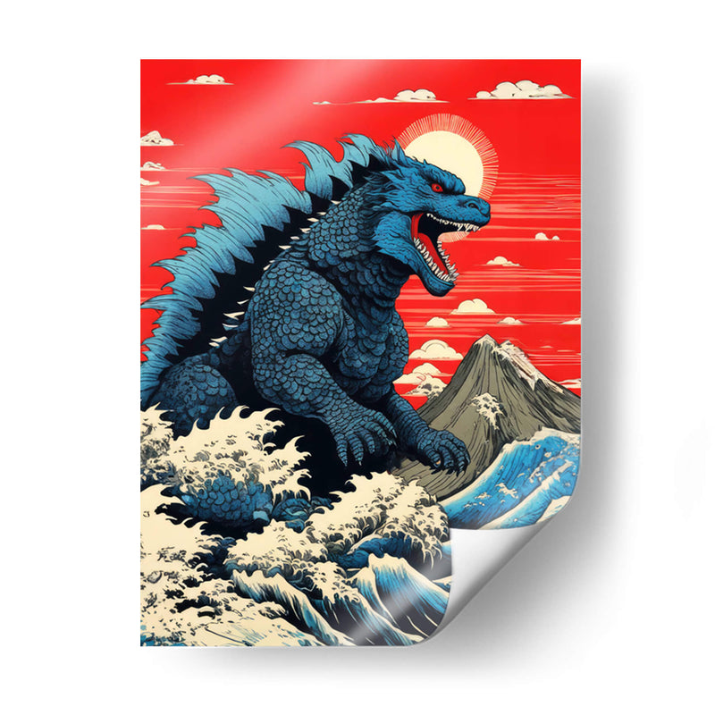 Godzilla y la Gran Ola - Paltik Arte Digital | Cuadro decorativo de Canvas Lab