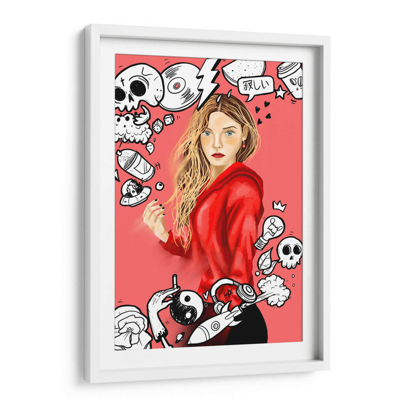 Doodle Girl - Ash | Cuadro decorativo de Canvas Lab
