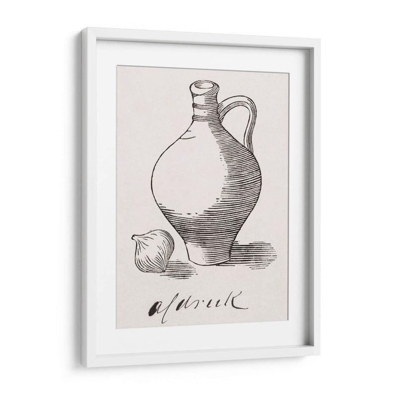 Bodegón de xilografía con jarra y cebolla - Julie de Graag | Cuadro decorativo de Canvas Lab