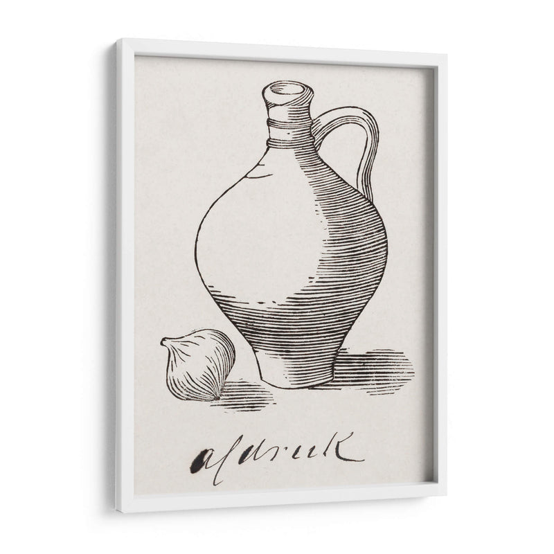 Bodegón de xilografía con jarra y cebolla - Julie de Graag | Cuadro decorativo de Canvas Lab