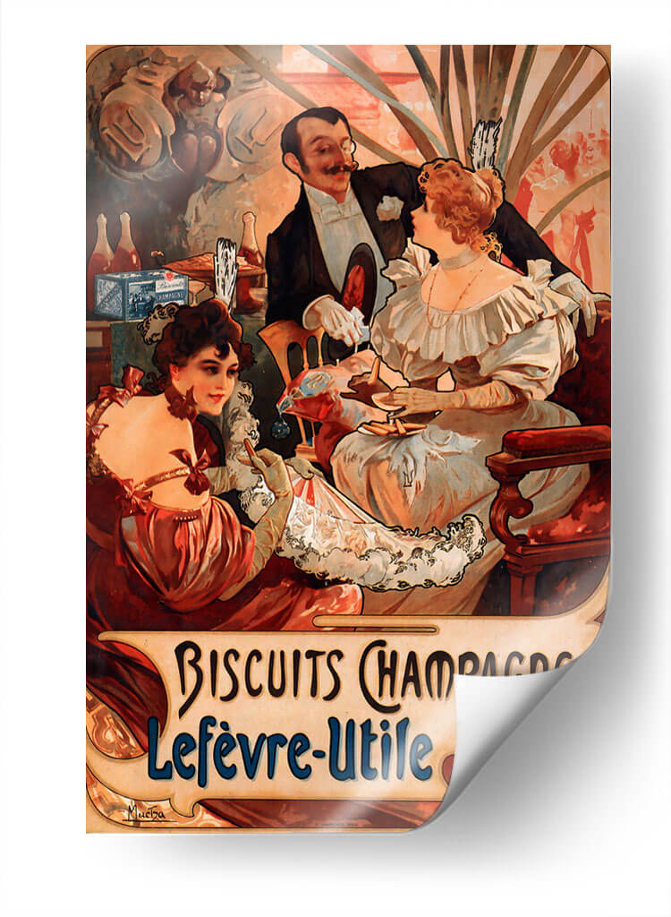 Biscuits Champagne Lefèvre-Utile - Alfons Mucha | Cuadro decorativo de Canvas Lab