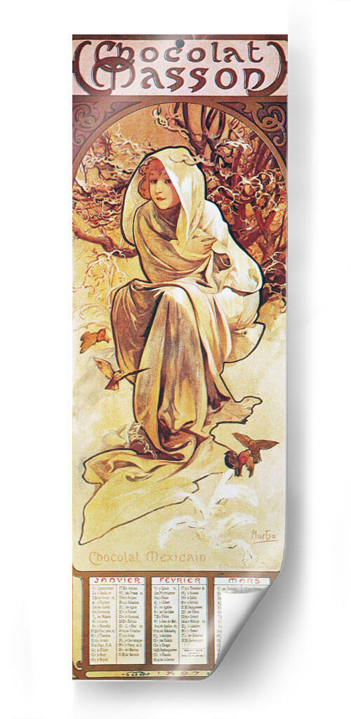 Chocolat Mexicain, Invierno - Alfons Mucha | Cuadro decorativo de Canvas Lab