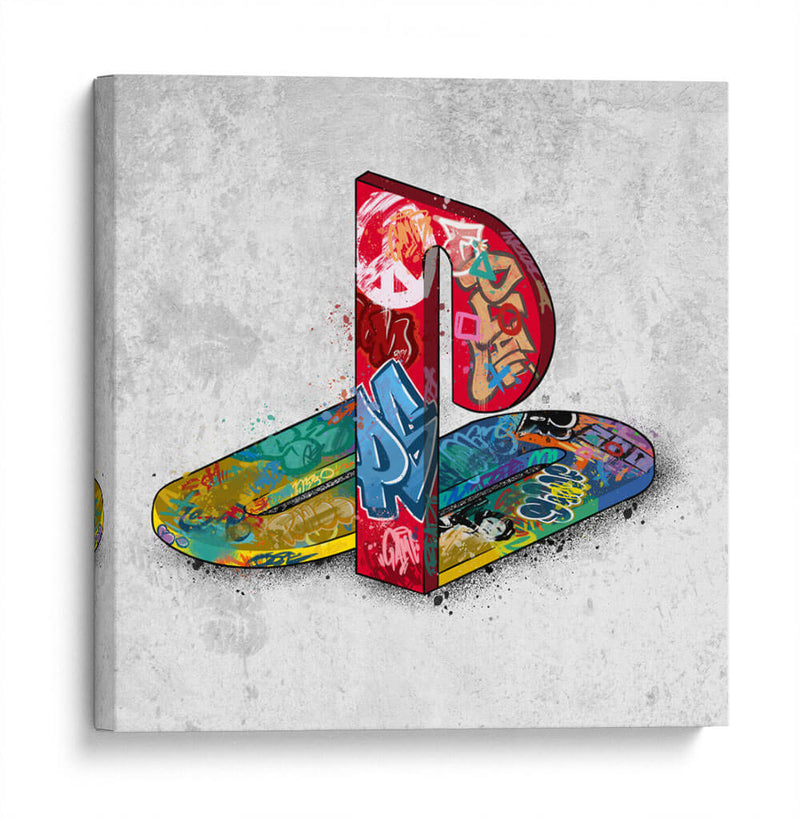 Playstation Logo Graffiti - David Aste | Cuadro decorativo de Canvas Lab