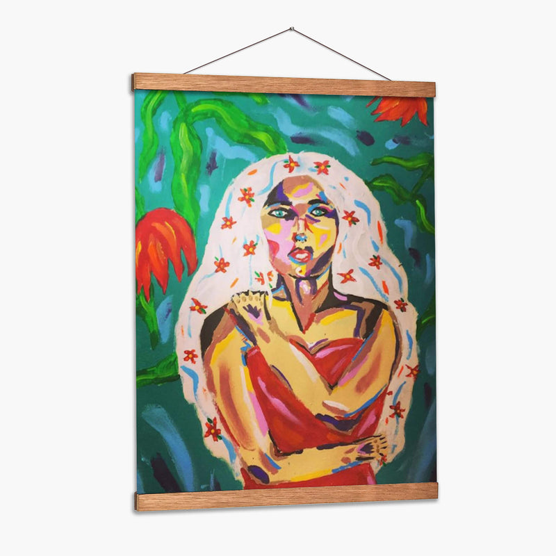 Mujer con flores en el cabello - Jimena Escobedo | Cuadro decorativo de Canvas Lab