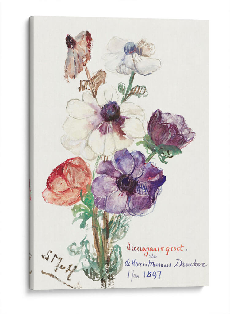 Saludo de año nuevo con anémonas - Sientje Mesdag-van Houten | Cuadro decorativo de Canvas Lab