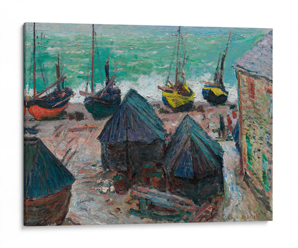 Barcos en la playa de Étretat - Claude O. Monet | Cuadro decorativo de Canvas Lab