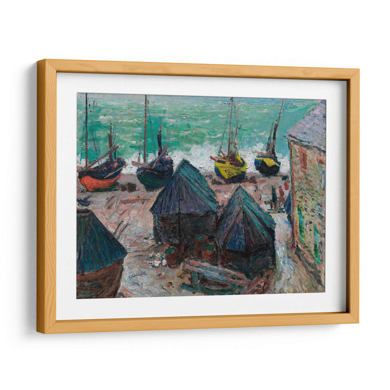 Barcos en la playa de Étretat - Claude O. Monet | Cuadro decorativo de Canvas Lab