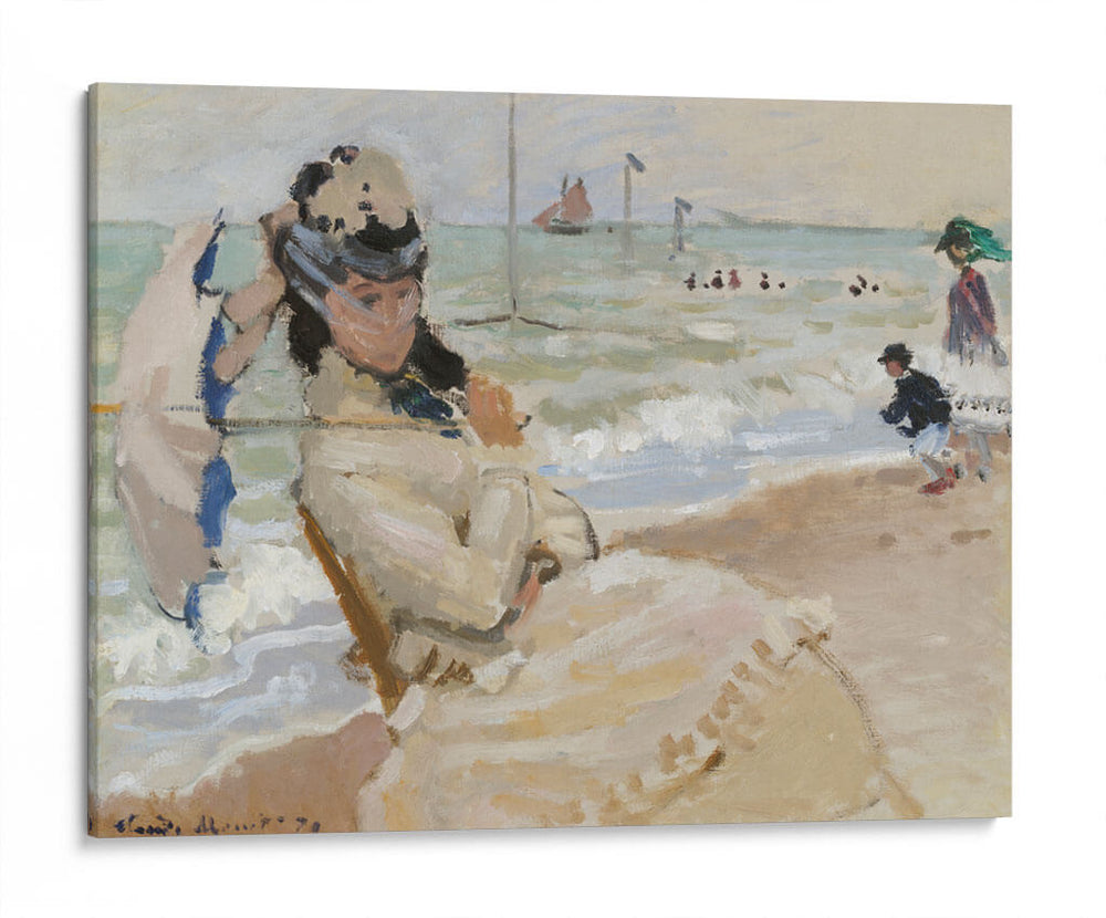 Camille en la playa de Trouville - Claude O. Monet | Cuadro decorativo de Canvas Lab
