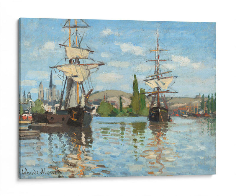 Barcos cabalgando en el Sena en Rouen - Claude O. Monet | Cuadro decorativo de Canvas Lab