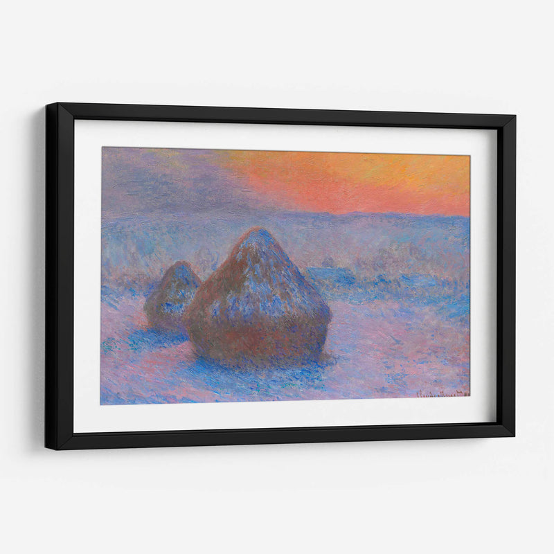 Pilas de trigo, puesta de sol, efecto nieve - Claude O. Monet | Cuadro decorativo de Canvas Lab
