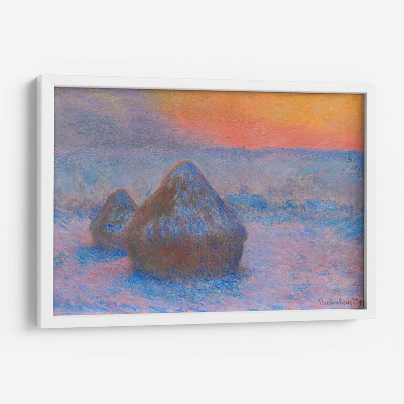 Pilas de trigo, puesta de sol, efecto nieve - Claude Monet | Cuadro decorativo de Canvas Lab