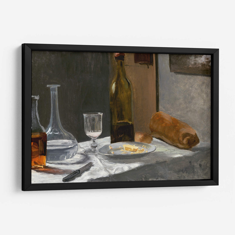 Naturaleza muerta con jarra, botella, pan y vino - Claude O. Monet | Cuadro decorativo de Canvas Lab