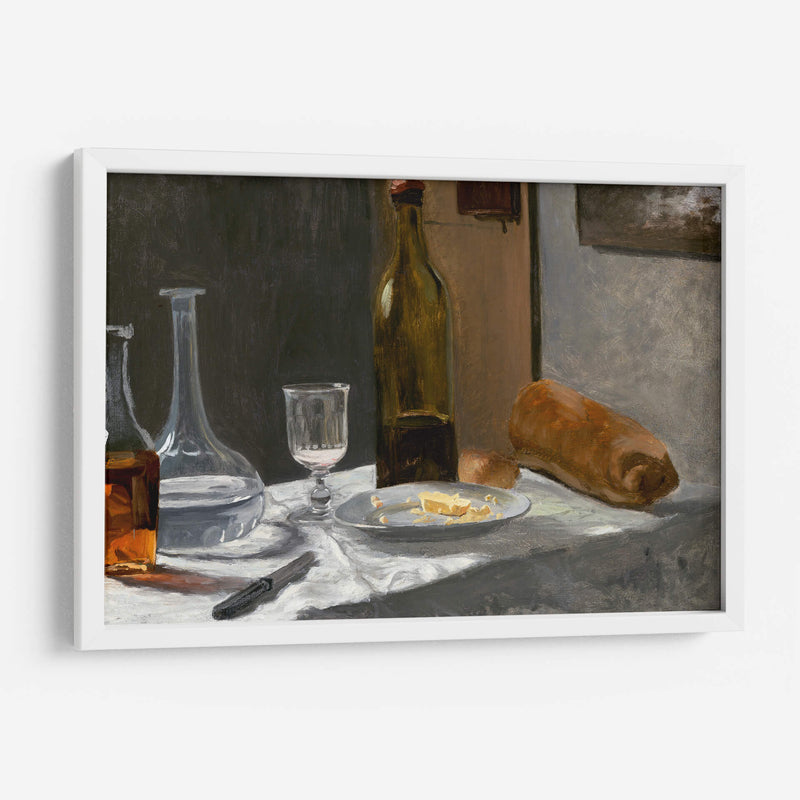 Naturaleza muerta con jarra, botella, pan y vino - Claude Monet | Cuadro decorativo de Canvas Lab