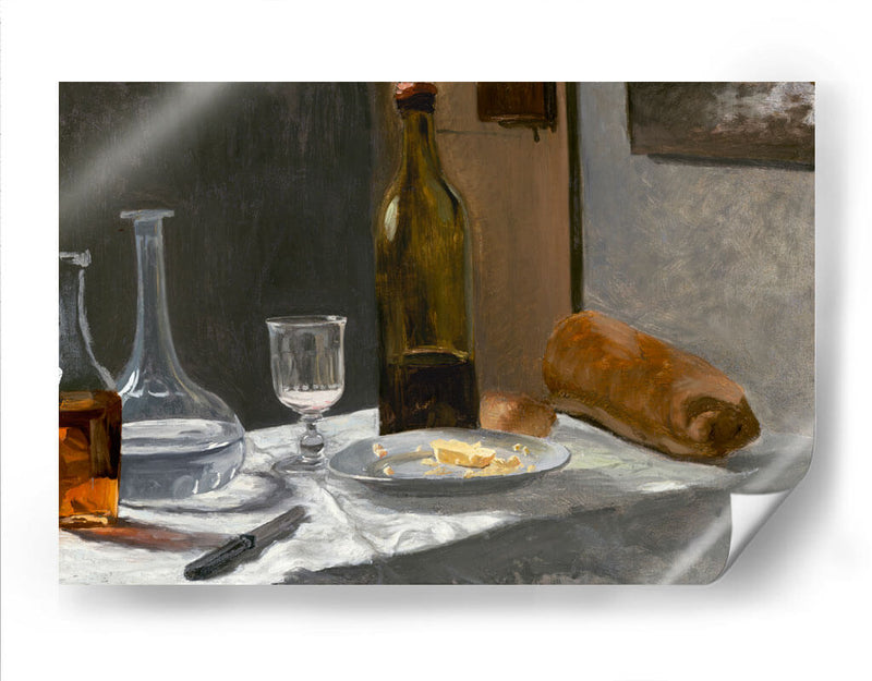 Naturaleza muerta con jarra, botella, pan y vino - Claude O. Monet | Cuadro decorativo de Canvas Lab