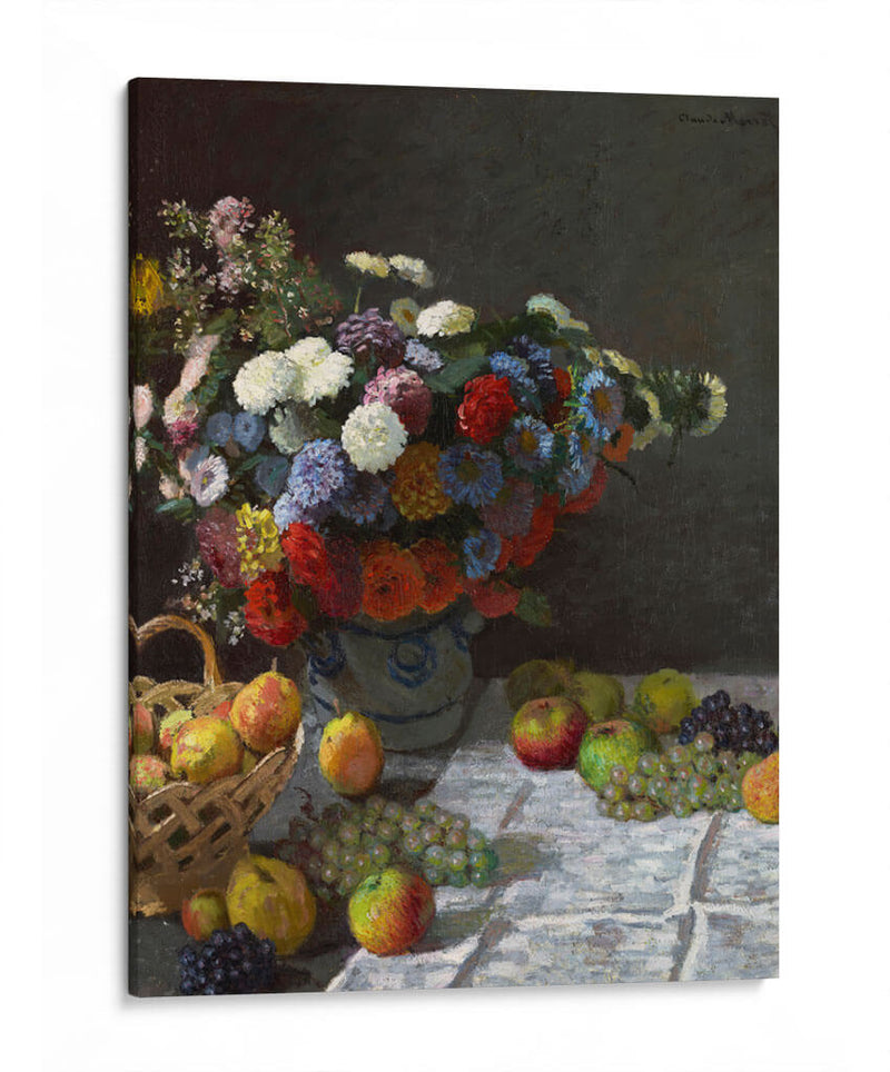 Naturaleza muerta con flores y frutas - Claude O. Monet | Cuadro decorativo de Canvas Lab