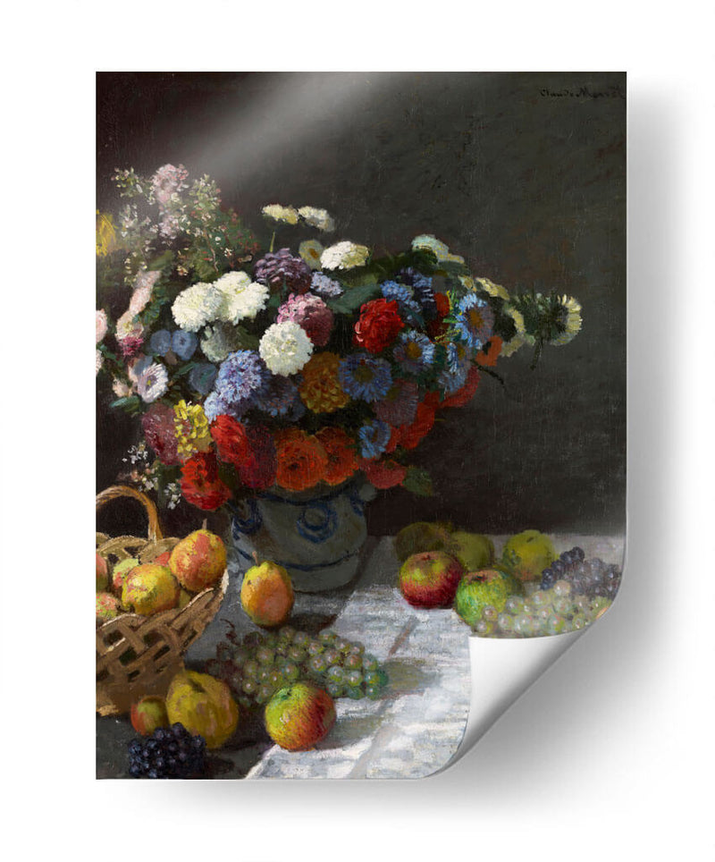 Naturaleza muerta con flores y frutas - Claude O. Monet | Cuadro decorativo de Canvas Lab