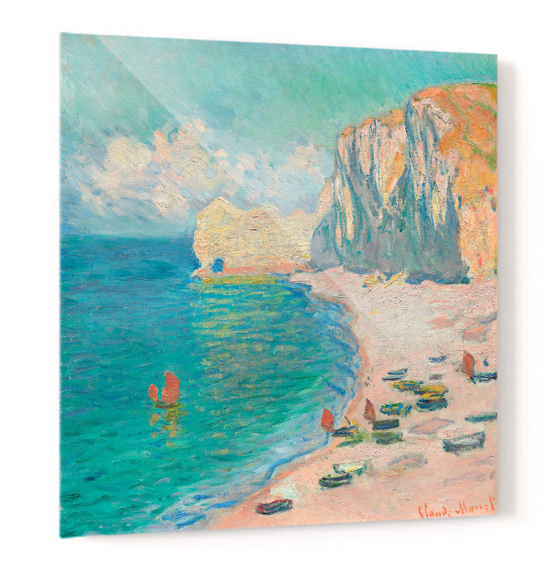 Étretat, la playa y la Falaise d'Amont - Claude Monet | Cuadro decorativo de Canvas Lab