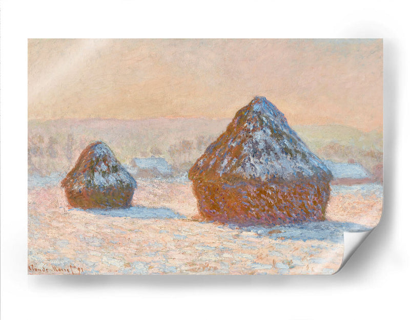 Pilas de trigo, efecto nieve, mañana - Claude Monet | Cuadro decorativo de Canvas Lab