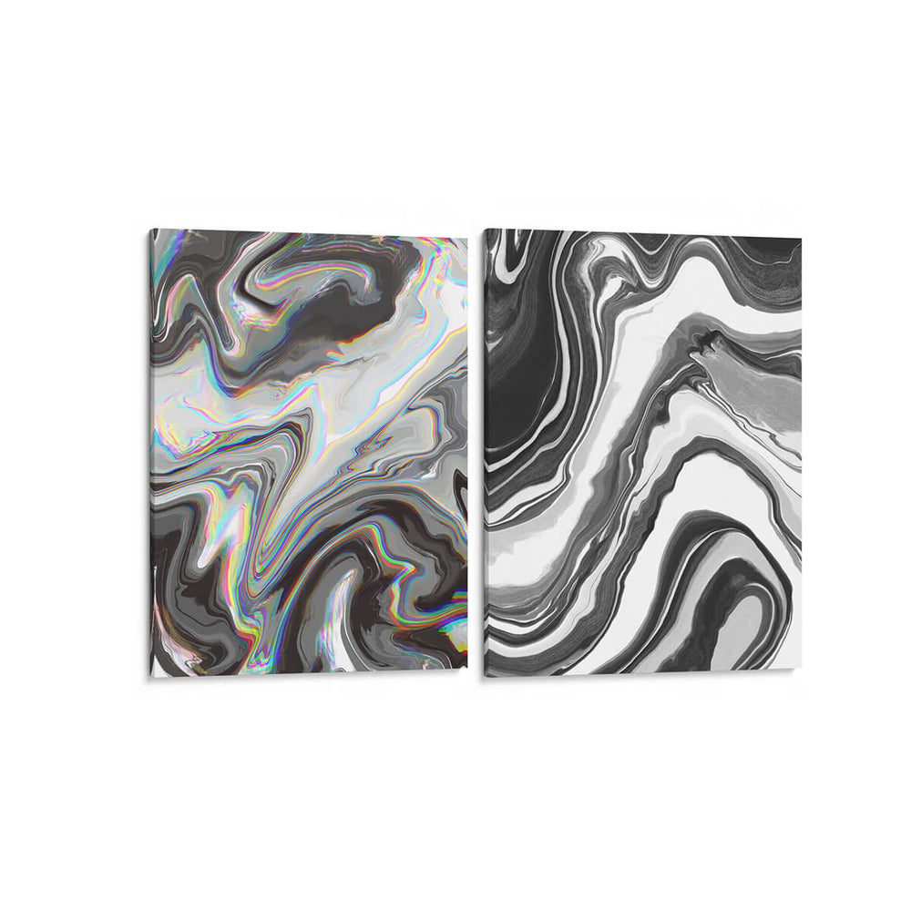 Tinta negra que fluye - Set de 2 - Marmolista - Cuadro decorativo | Canvas Lab