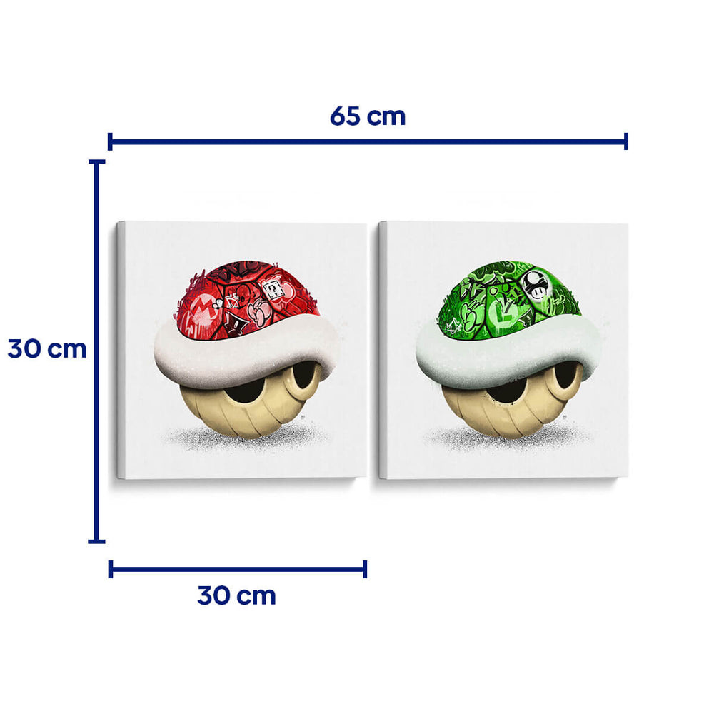 Conchas roja y verde graffiteadas - Set de 2 - David Aste - Cuadro decorativo | Canvas Lab