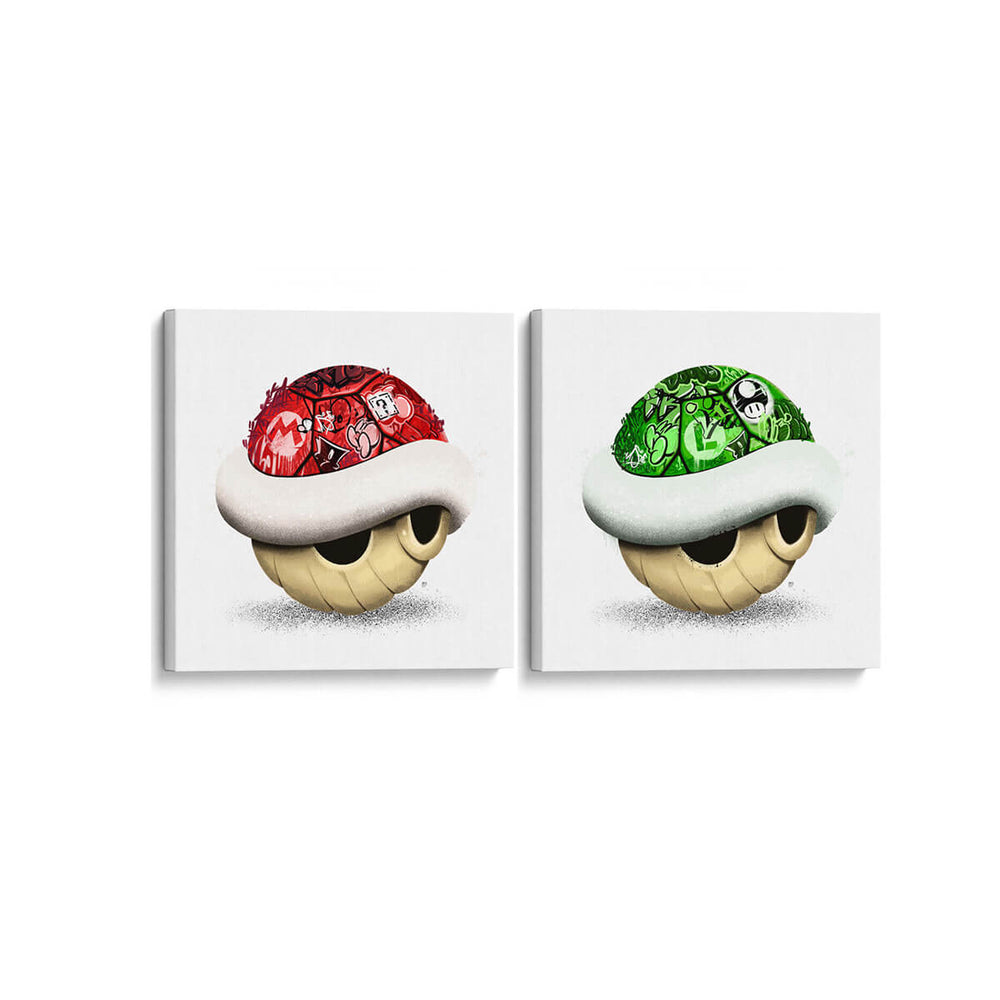 Conchas roja y verde graffiteadas - Set de 2 - David Aste - Cuadro decorativo | Canvas Lab