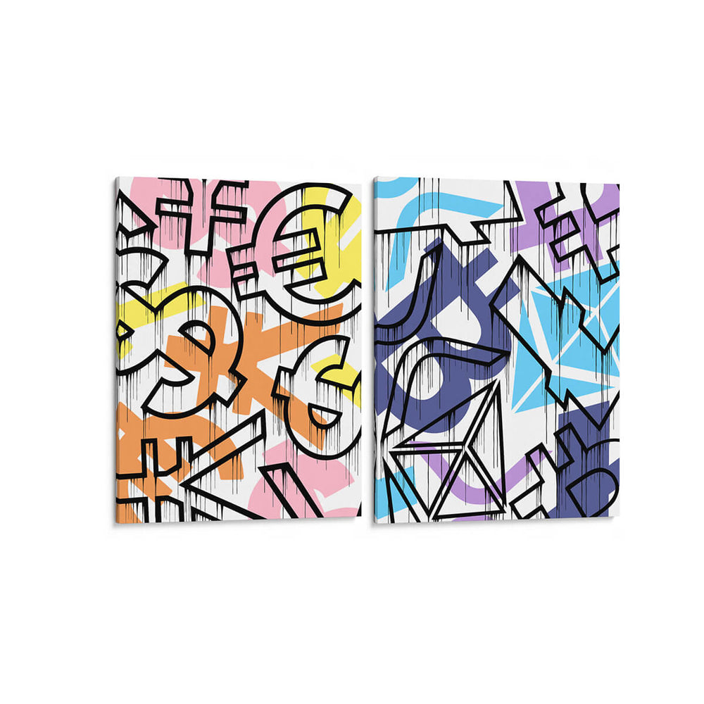 Currency graffiti - Set de 2 - David Aste - Cuadro decorativo | Canvas Lab