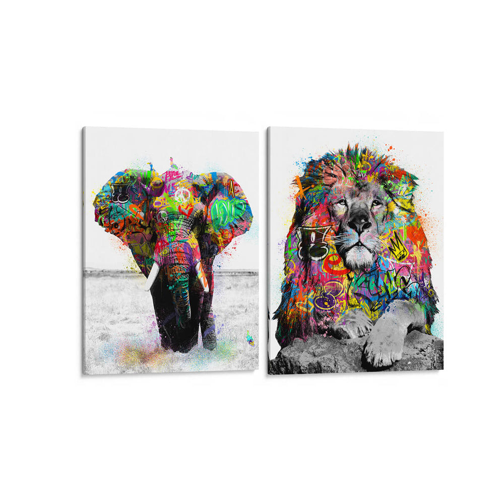 Savanna vandalizada - Set de 2 - David Aste - Cuadro decorativo | Canvas Lab