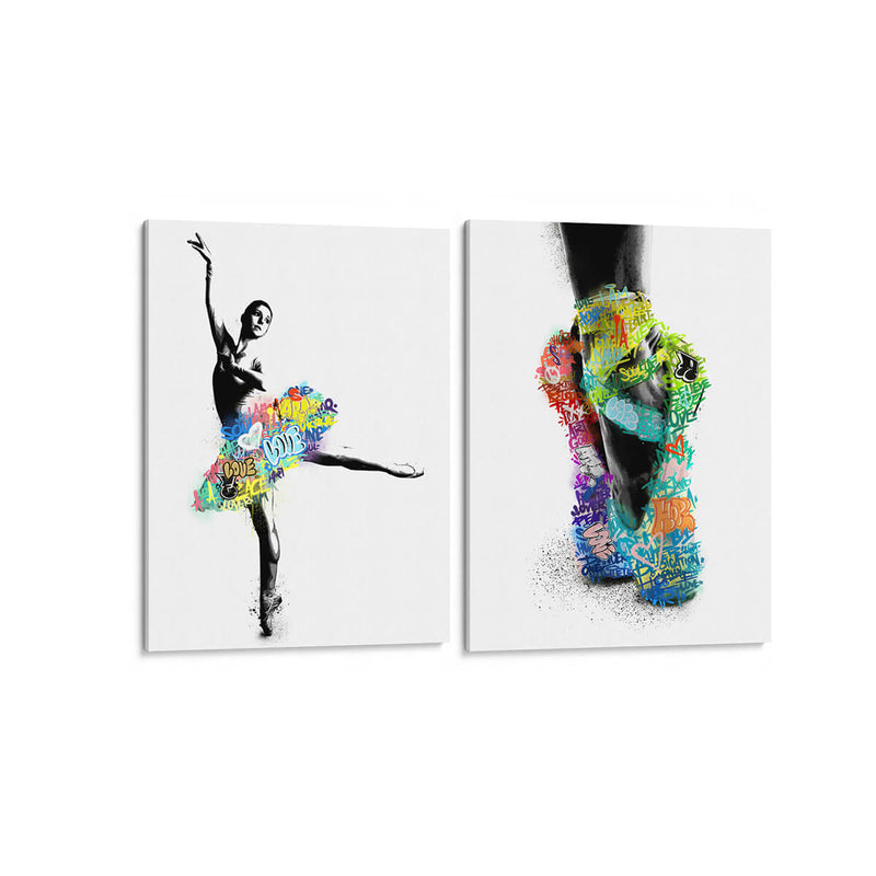 Ballet y graffiti - Set de 2 - David Aste - Cuadro decorativo | Canvas Lab