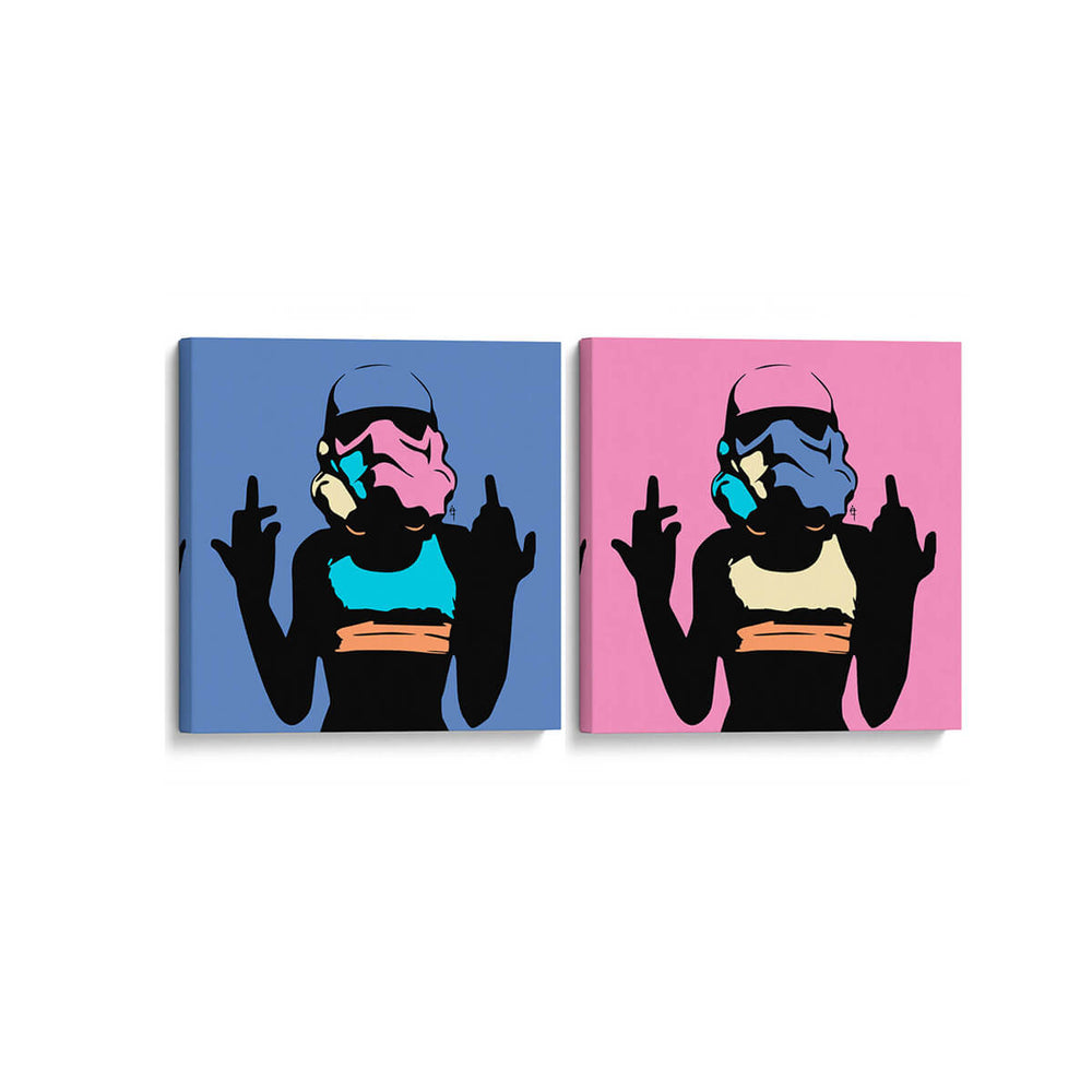 Storm chick azul y rosa - Set de 2 - David Aste - Cuadro decorativo | Canvas Lab