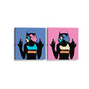 Storm chick azul y rosa - Set de 2 - David Aste - Cuadro decorativo | Canvas Lab