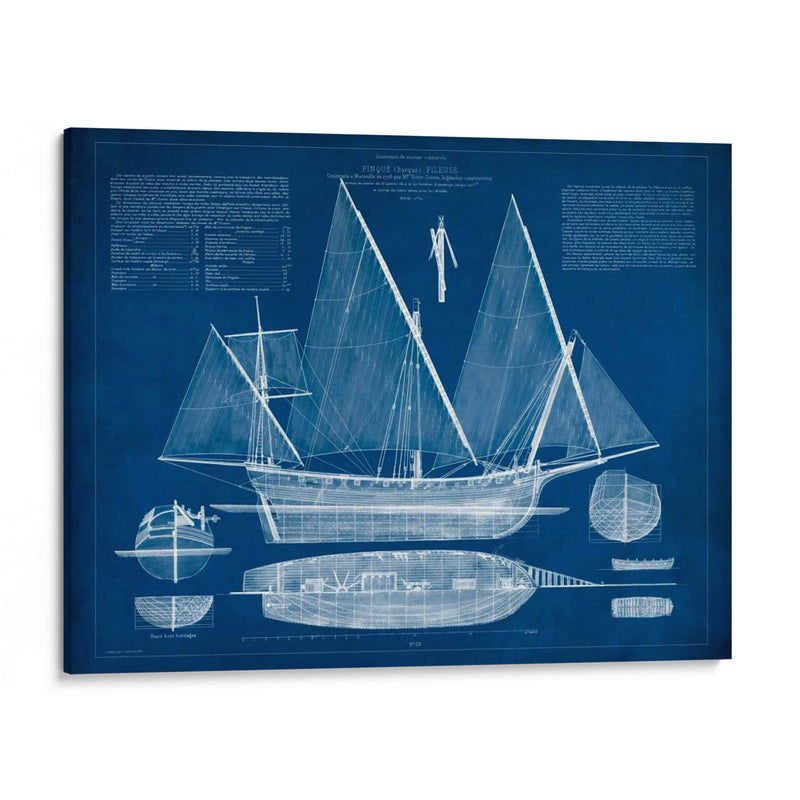 Antiguo Barco Blueprint III - Vision Studio | Cuadro decorativo de Canvas Lab