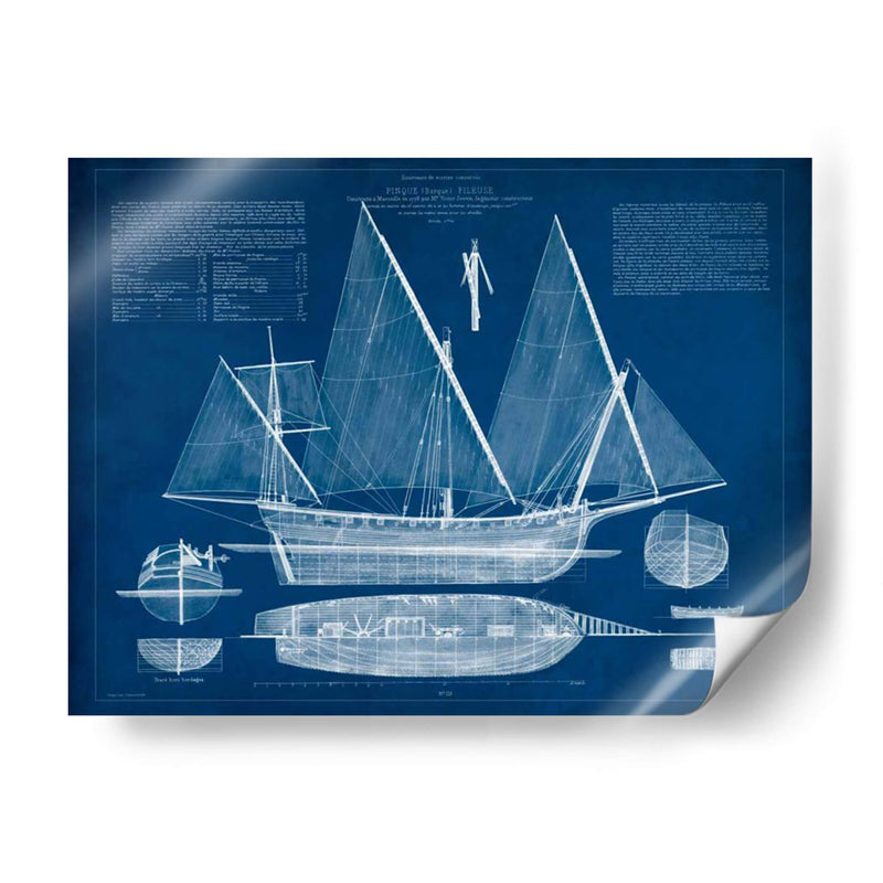 Antiguo Barco Blueprint III - Vision Studio | Cuadro decorativo de Canvas Lab