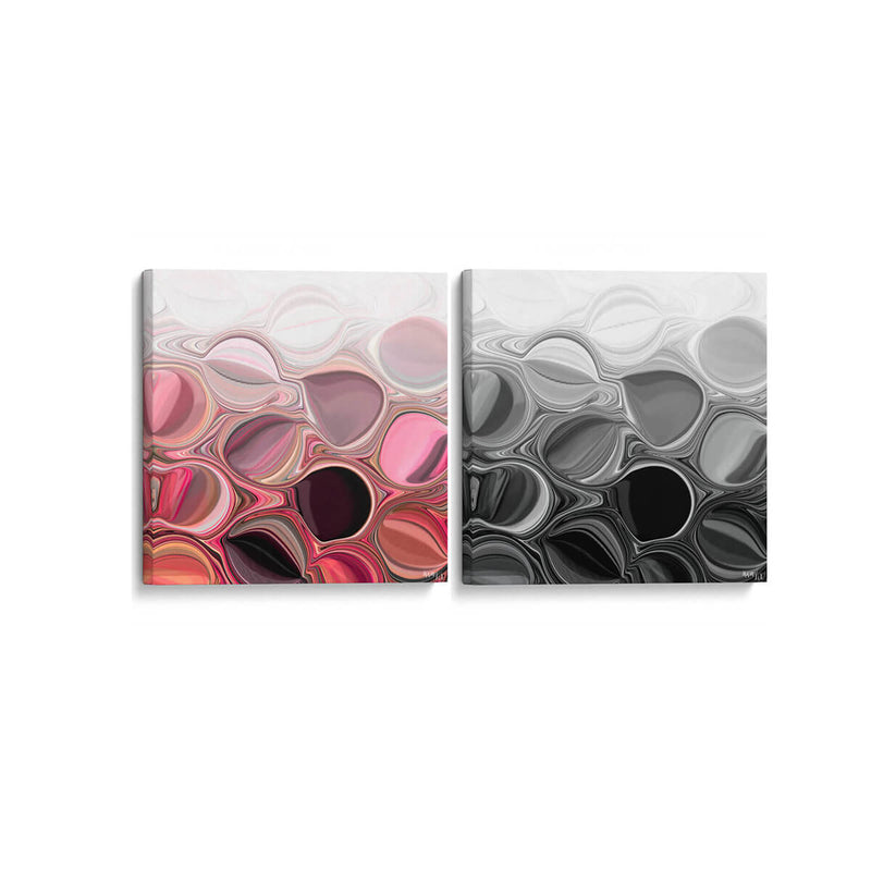 Burbujas rosas y negras - Set de 2 - Gina Villalobos - Cuadro decorativo | Canvas Lab