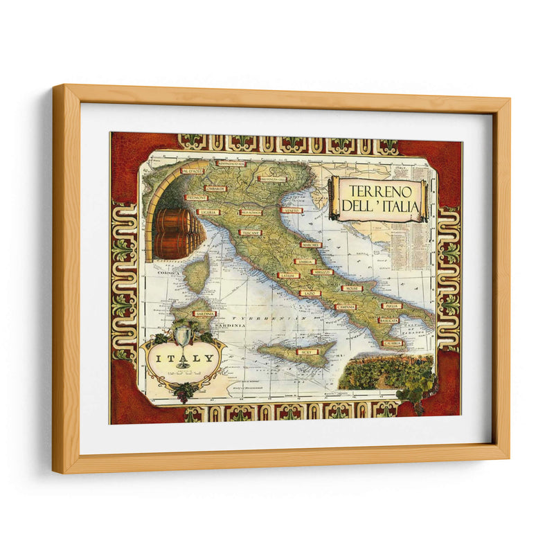 Vino Mapa De Italia El Cgp | Cuadro decorativo de Canvas Lab