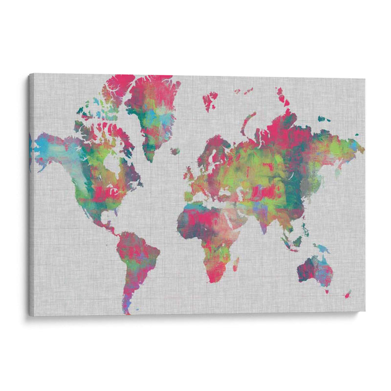 Empaste Mapa Del Mundo - Jennifer Goldberger | Cuadro decorativo de Canvas Lab