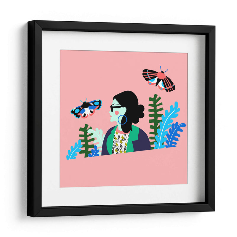 Mujer con palomillas | Cuadro decorativo de Canvas Lab